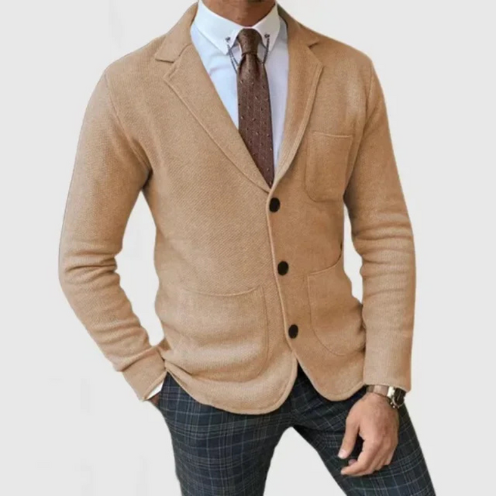 Blazer da uomo in maglia slim fit dal design contemporaneo