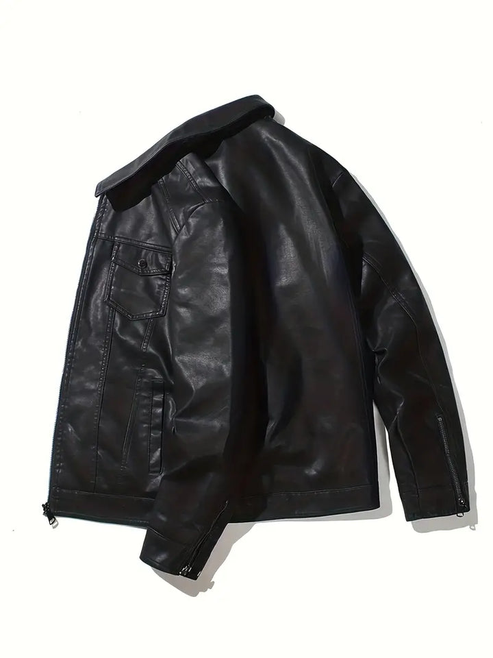Giacca da moto Bernardo da uomo dal design classico nero: una combinazione di eleganza e funzionalità.