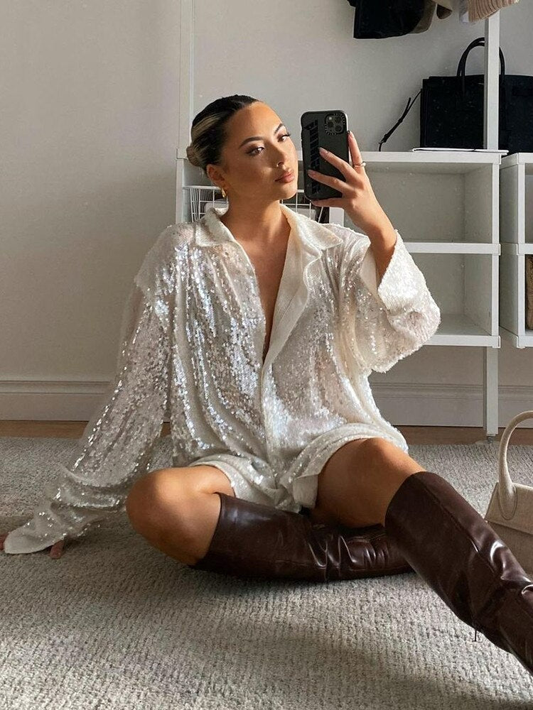 Gershilda - Glamorous Oversized Sequin Blouse