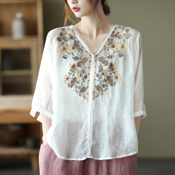 Camicetta da donna ricamata elegante e raffinata per un look unico