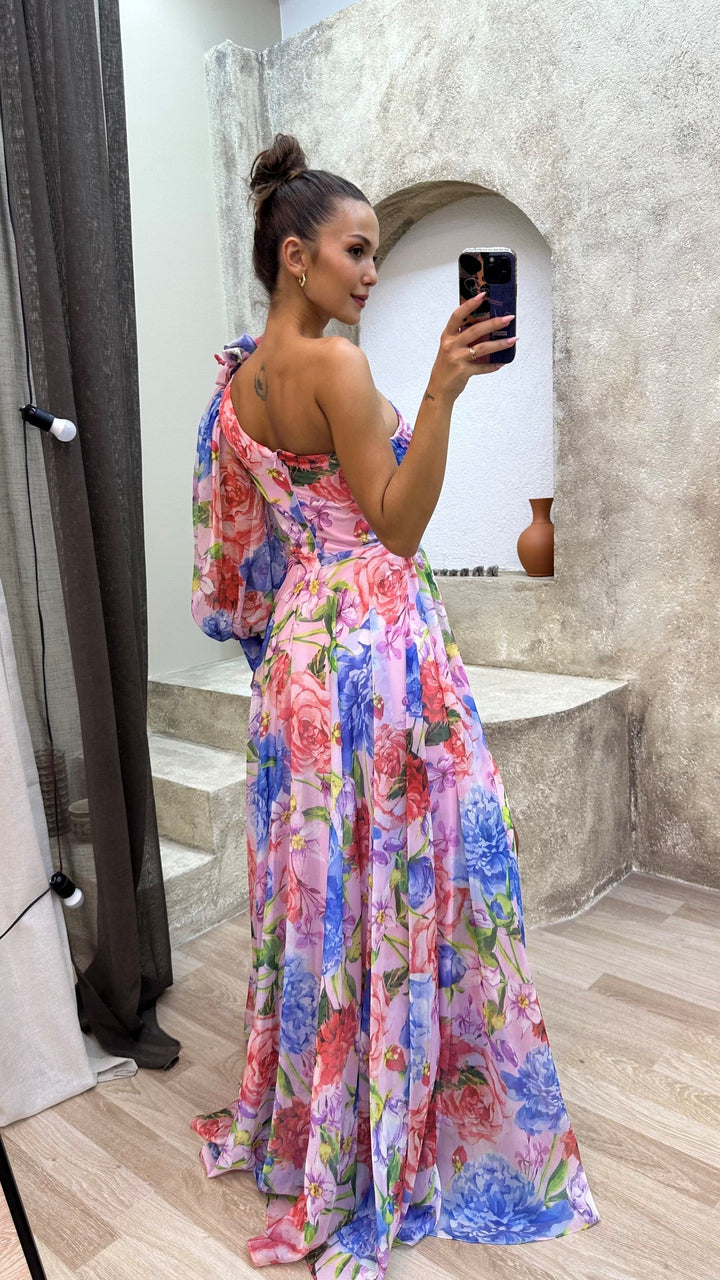 <html><body><p>Bertha - Elegante maxi dress con spalla singola e stampa floreale</p></body></html>