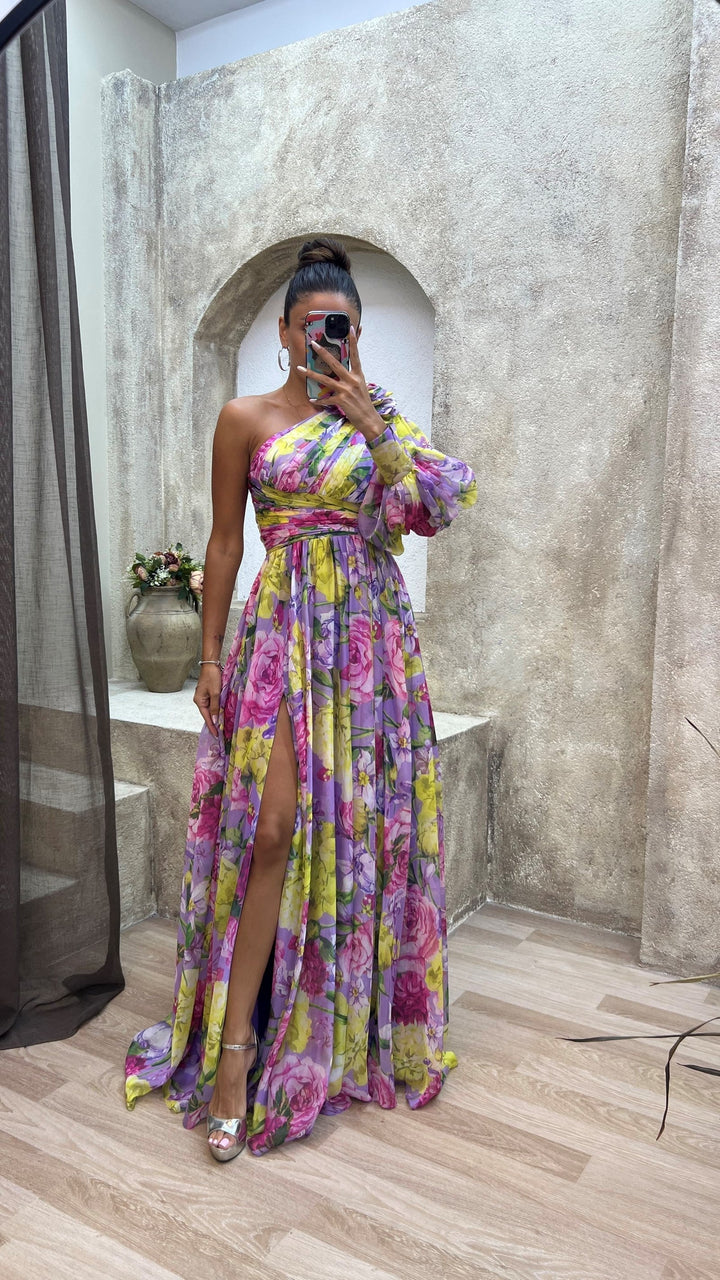 <html><body><p>Bertha - Elegante maxi dress con spalla singola e stampa floreale</p></body></html>