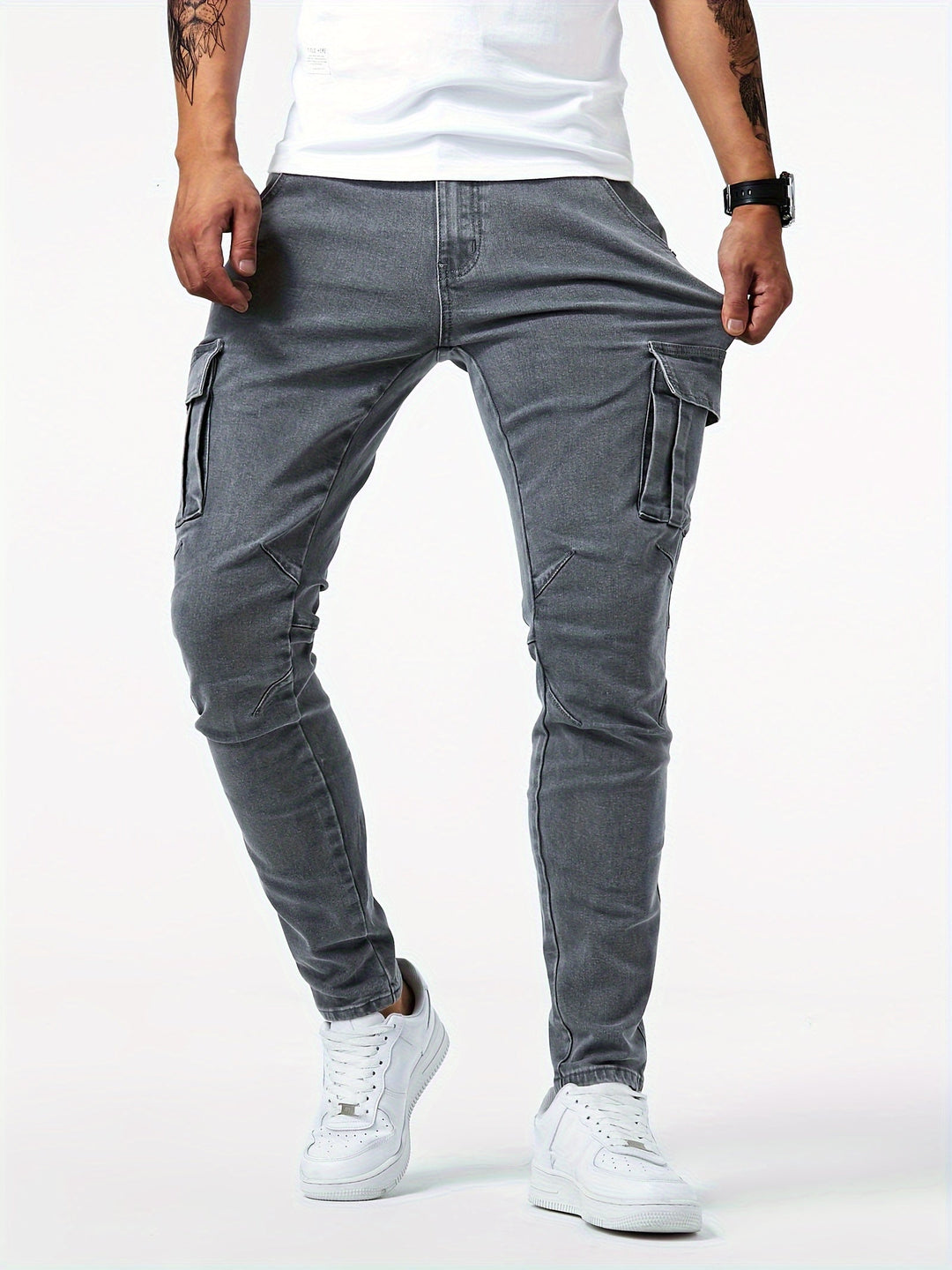Pantaloni cargo da uomo eleganti e confortevoli, elasticizzati - una combinazione di funzionalità e design alla moda