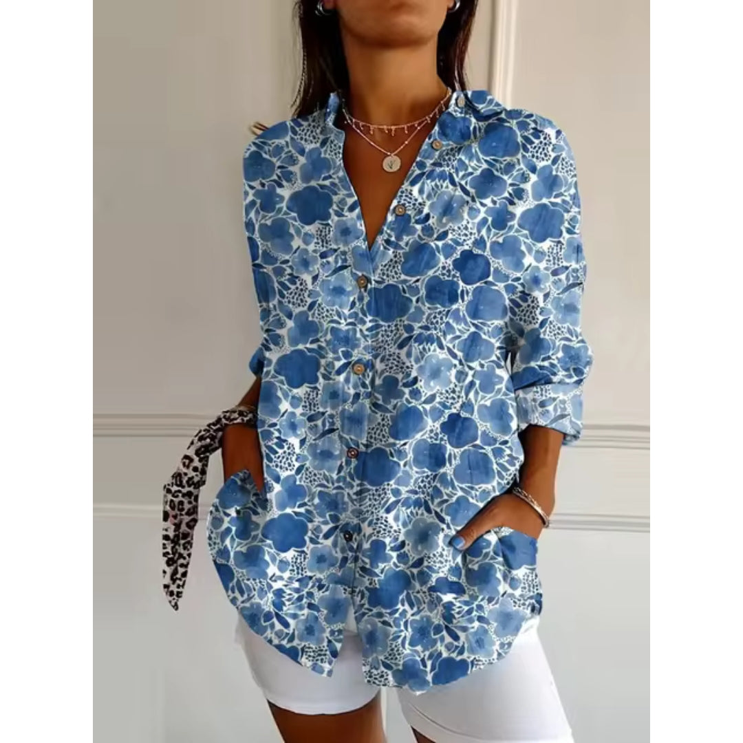 Elegante abito floreale da donna con maniche lunghe - eleganza e comfort per tutti i giorni