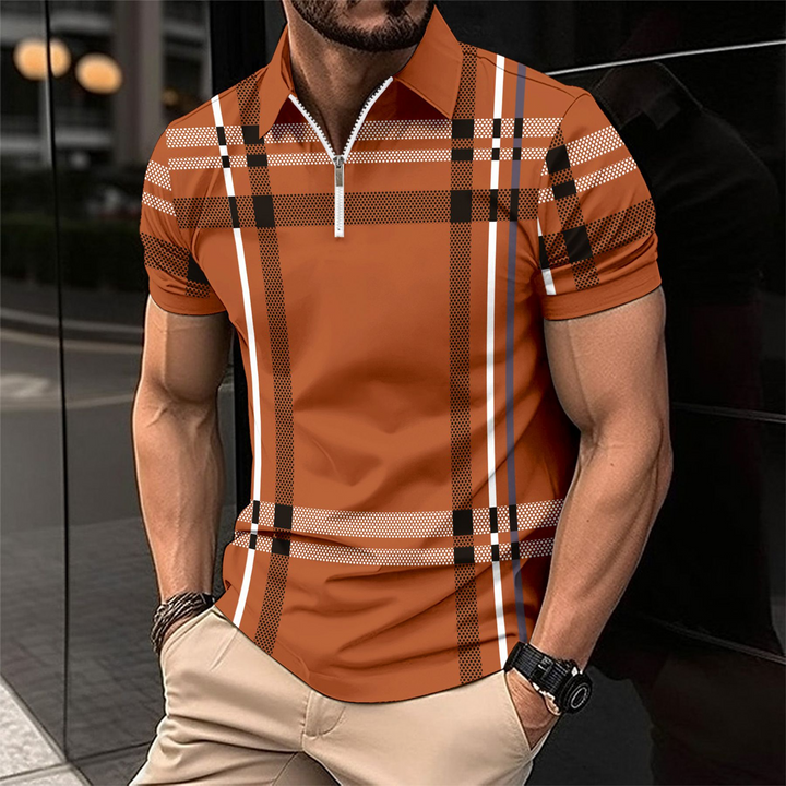 Elegante polo da uomo con motivo a quadri di tendenza, perfetta per ogni occasione.