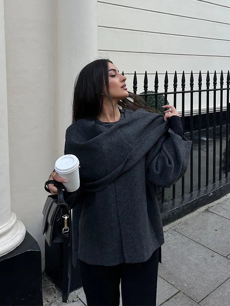 Maddalena™ - Trench in lana con sciarpa