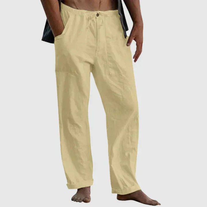 Pantaloni da spiaggia in lino larghi e stilosi per uomo.