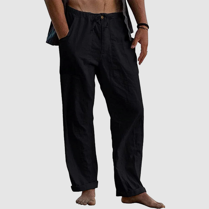 Pantaloni da spiaggia in lino larghi e stilosi per uomo.