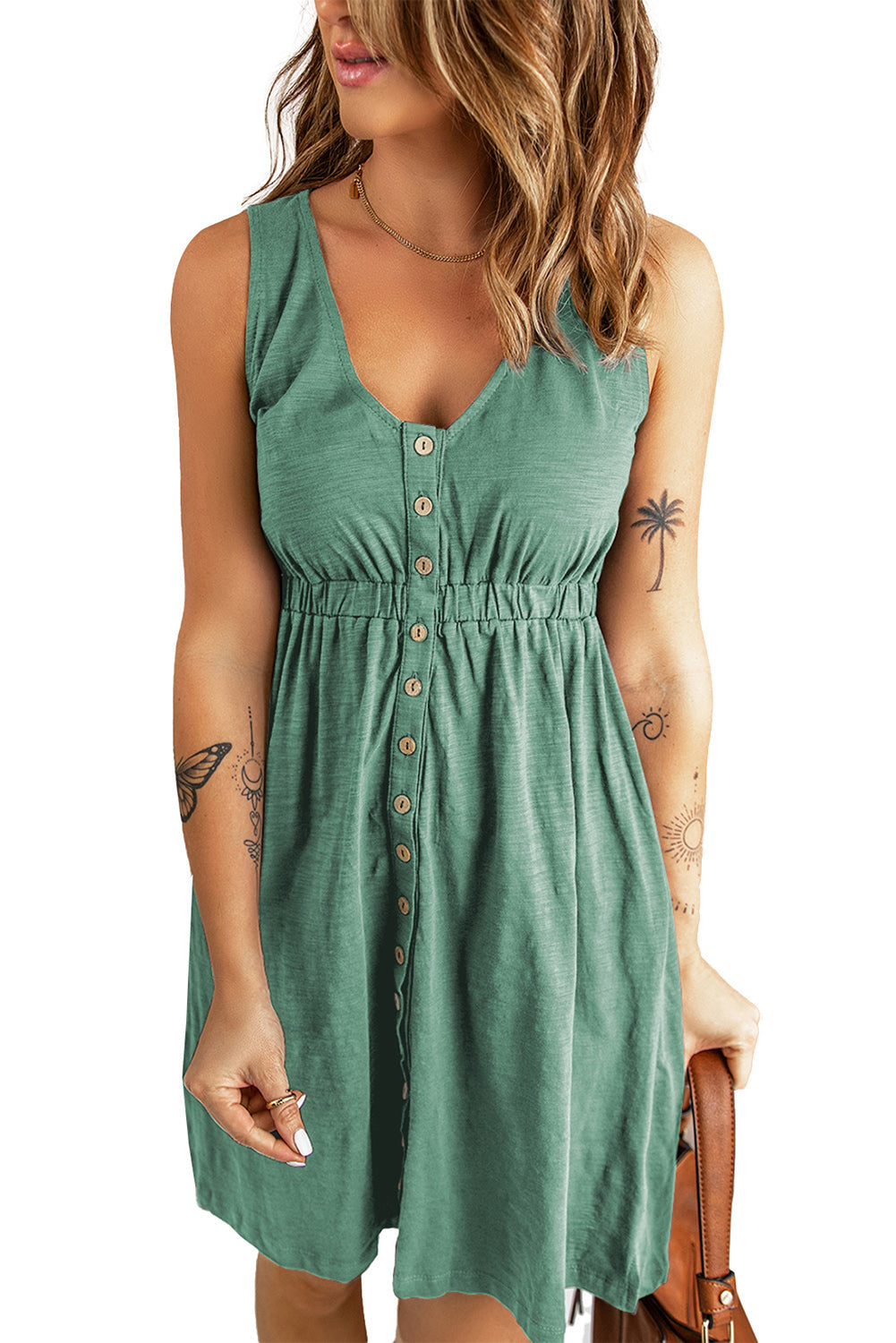<p>Elena - Abito Senza Maniche Verde Elegante per un Look Fresco</p>