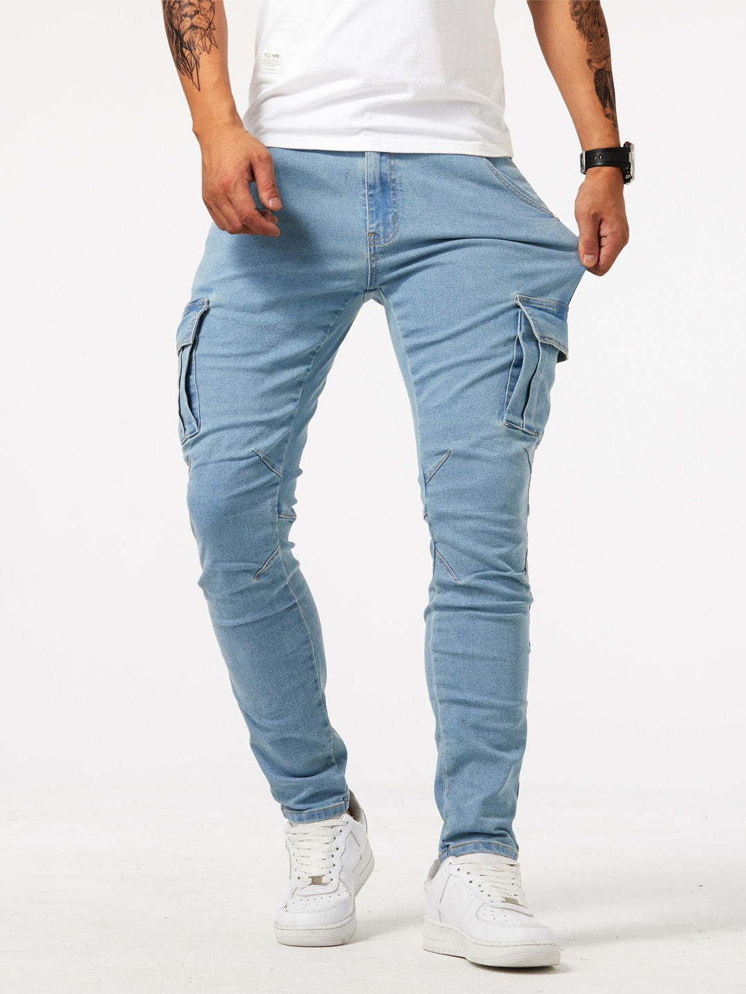 Pantaloni cargo da uomo eleganti e confortevoli, elasticizzati - una combinazione di funzionalità e design alla moda