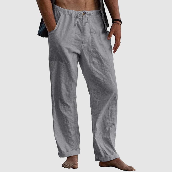 Pantaloni da spiaggia in lino larghi e stilosi per uomo.