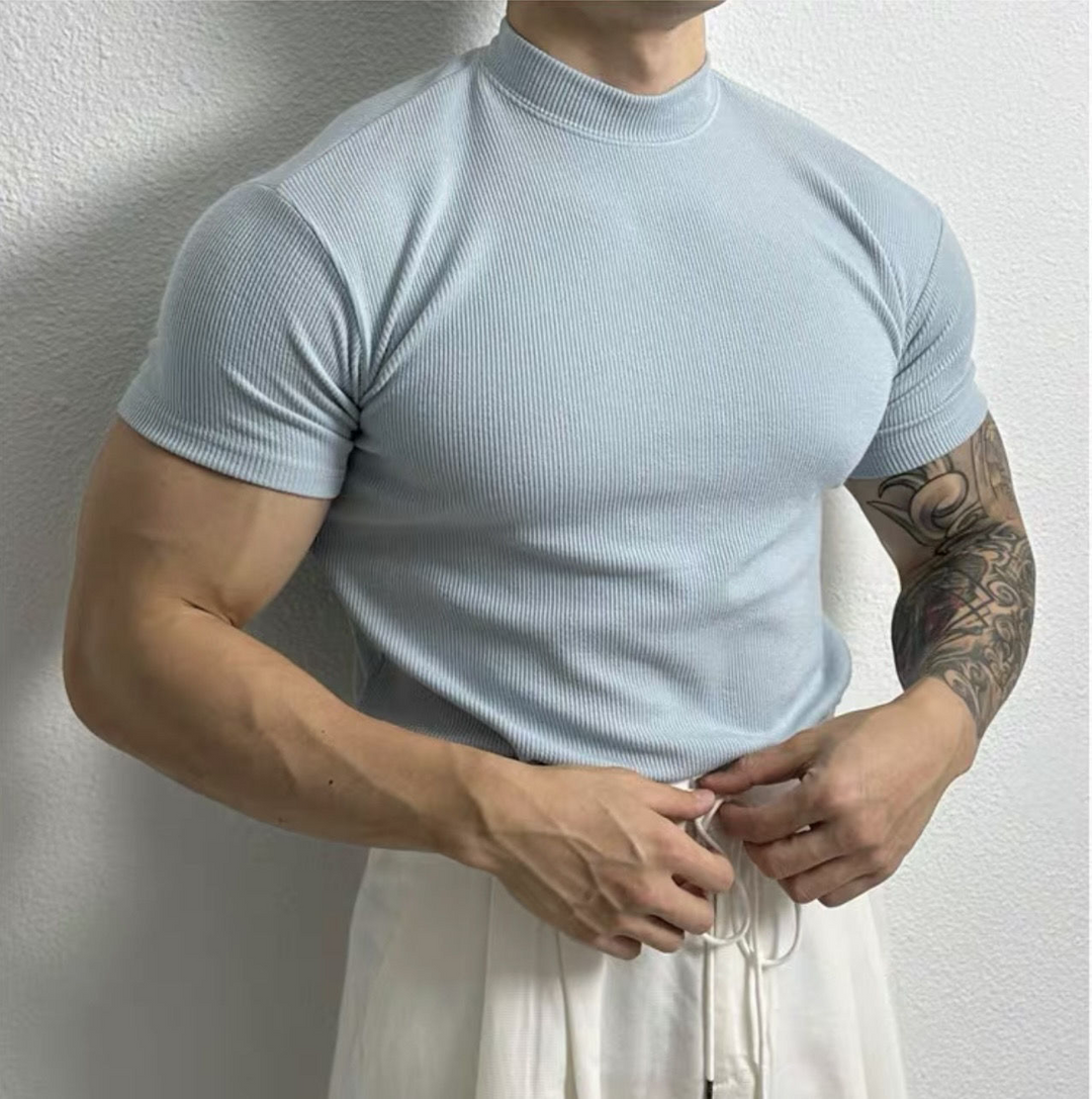 Heinrich | T-shirt a coste alla moda con elegante collo alto - comfort e stile per la vita di tutti i giorni