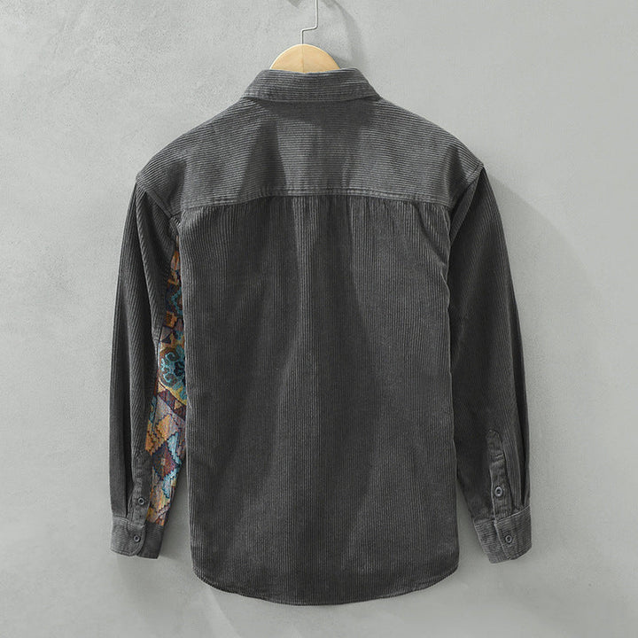 Elegante camicia vintage da uomo a maniche lunghe in lussuoso cotone