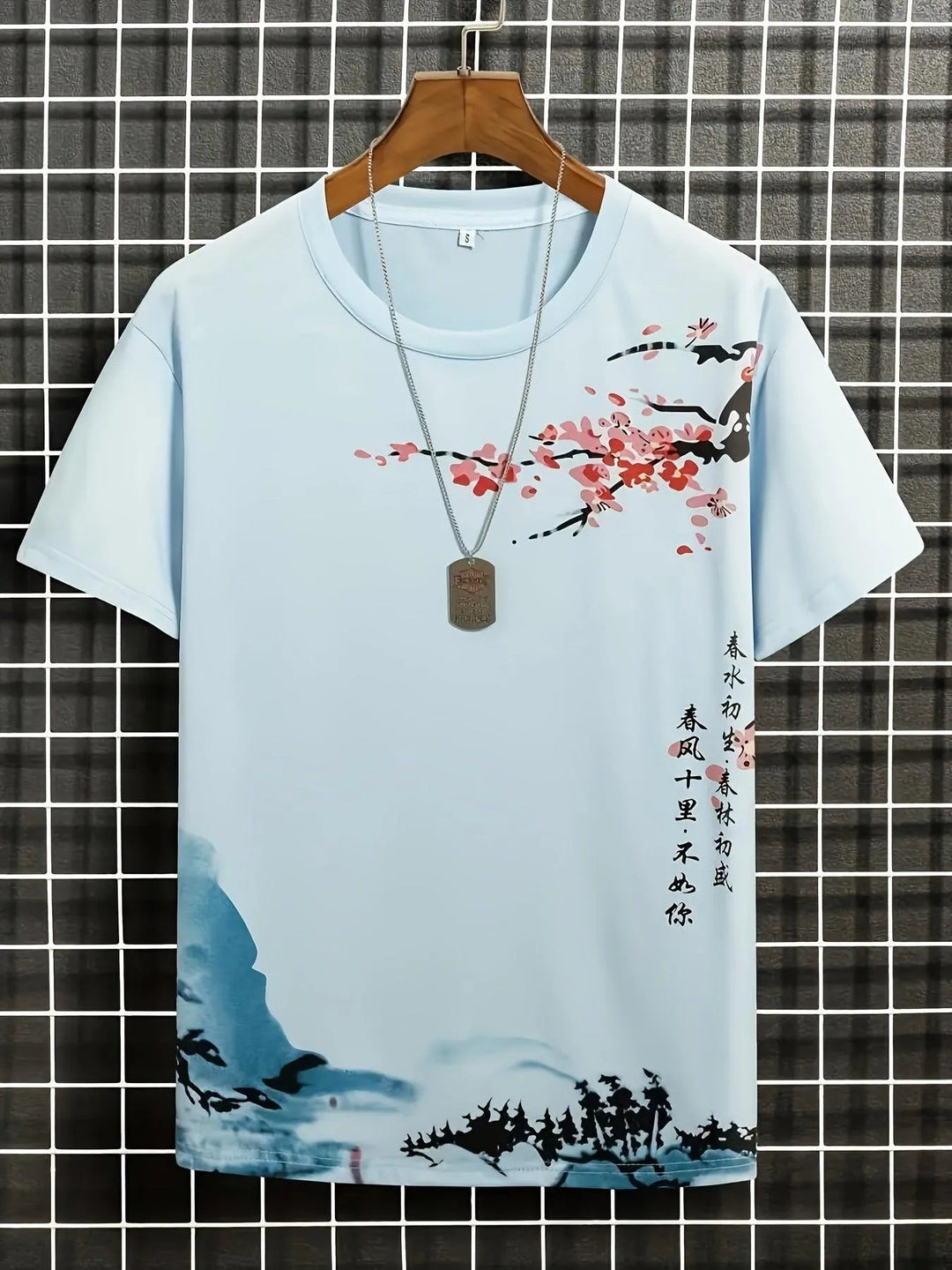 T-shirt Gerhard da uomo con motivo floreale e a onde di tendenza per uno stile unico