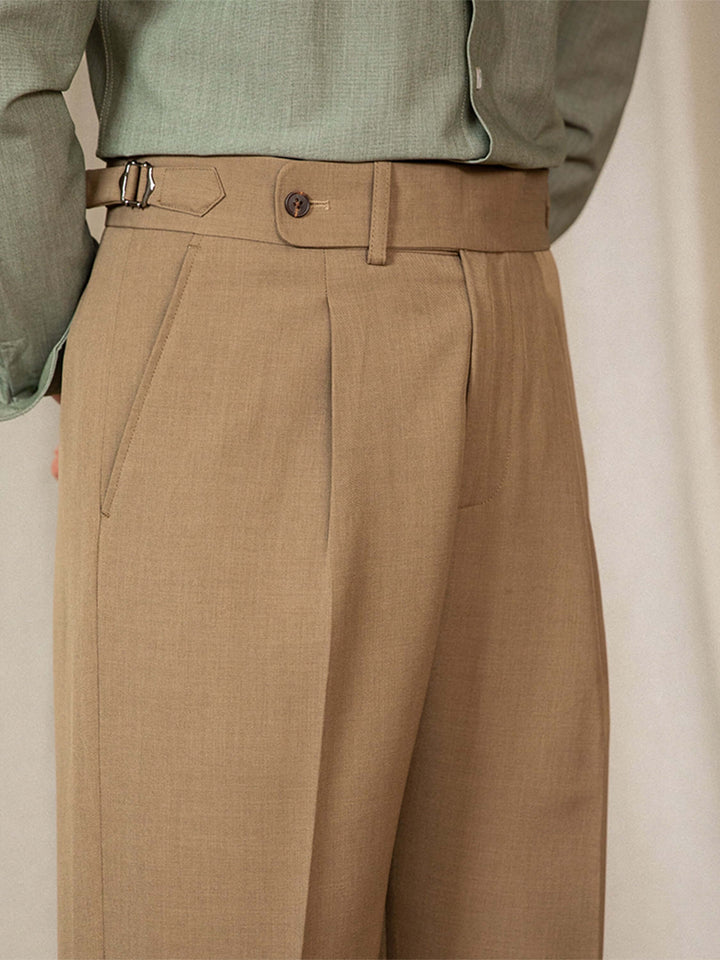 Pantaloni casual da uomo in stile antico, con una comoda vita alta per un look elegante