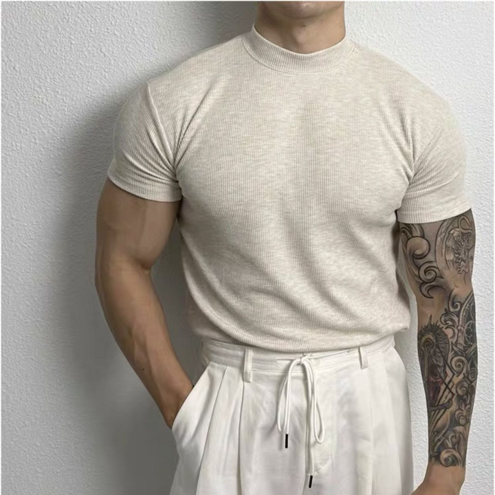 Heinrich | T-shirt a coste alla moda con elegante collo alto - comfort e stile per la vita di tutti i giorni