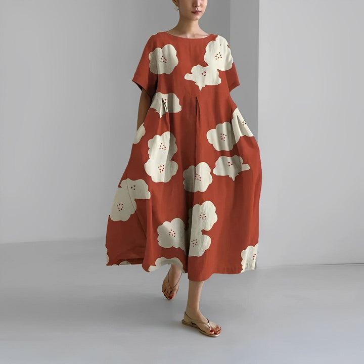 Genova™️ - Abito con Fantasia Floreale Boho