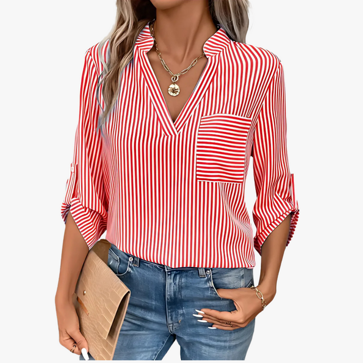 Camicetta da donna elegante con righe di tendenza - stile e versatilità senza tempo