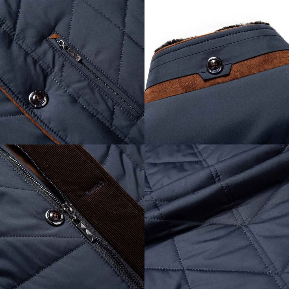 Elegante giacca invernale da uomo con collo alto e comoda chiusura a bottoni