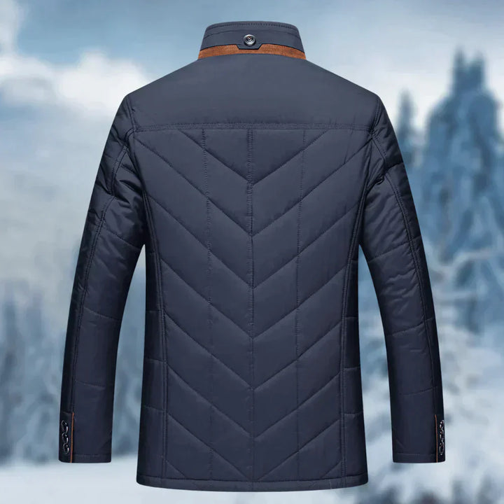 Elegante giacca invernale da uomo con collo alto e comoda chiusura a bottoni