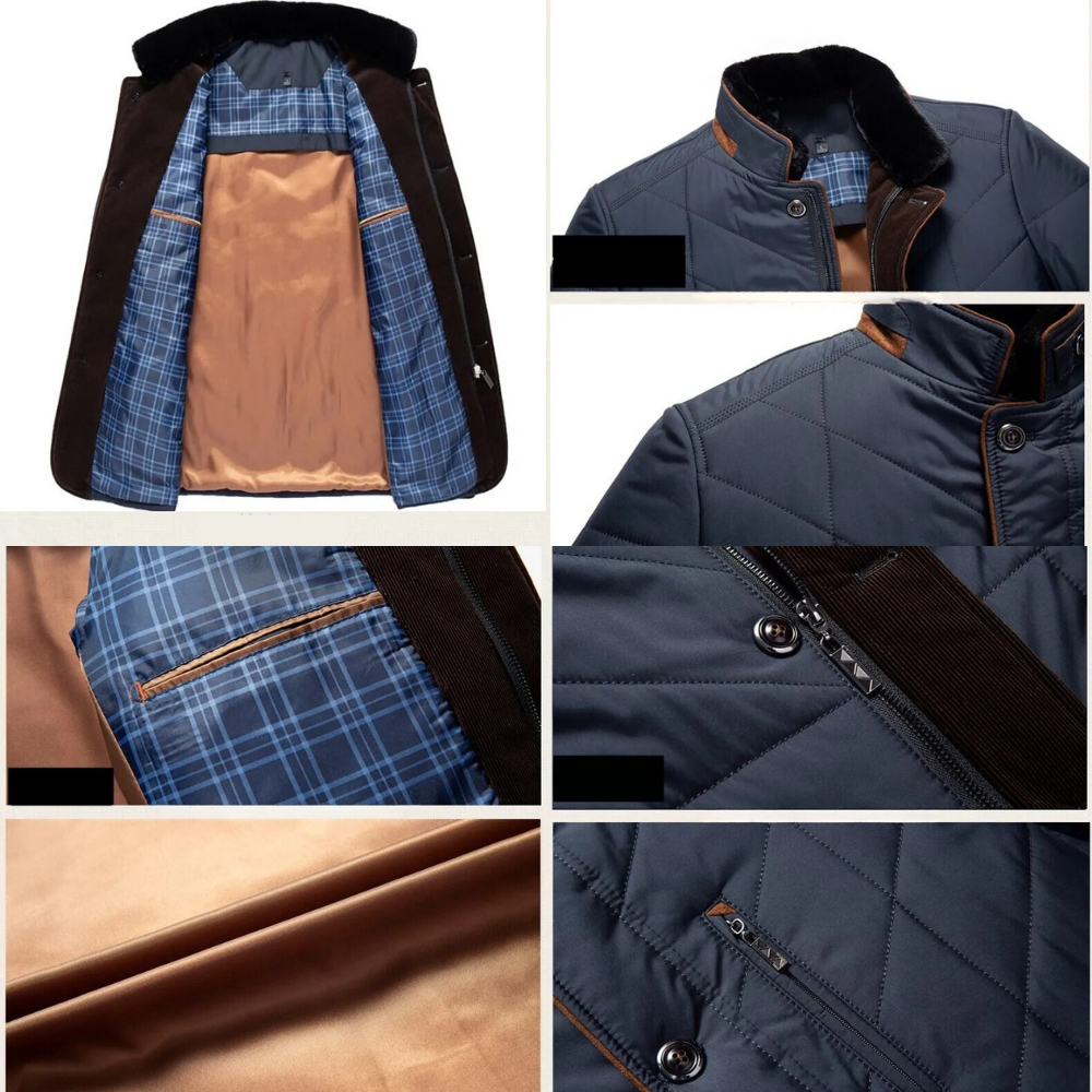 Elegante giacca invernale da uomo con collo alto e comoda chiusura a bottoni
