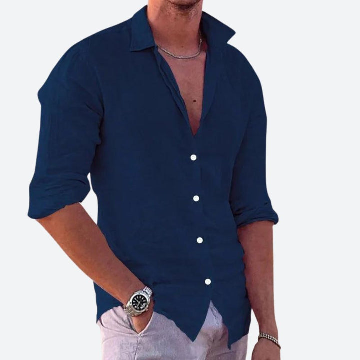 Camicia di lino da uomo comoda e alla moda da indossare tutti i giorni