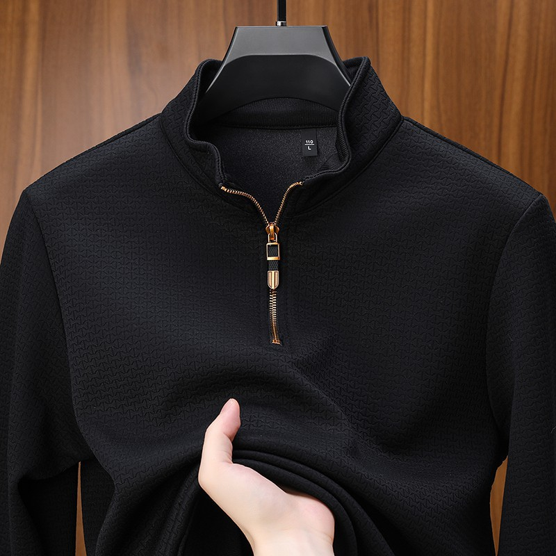 Elegante maglione da uomo in maglia con zip: un'opzione elegante e confortevole per le giornate fredde