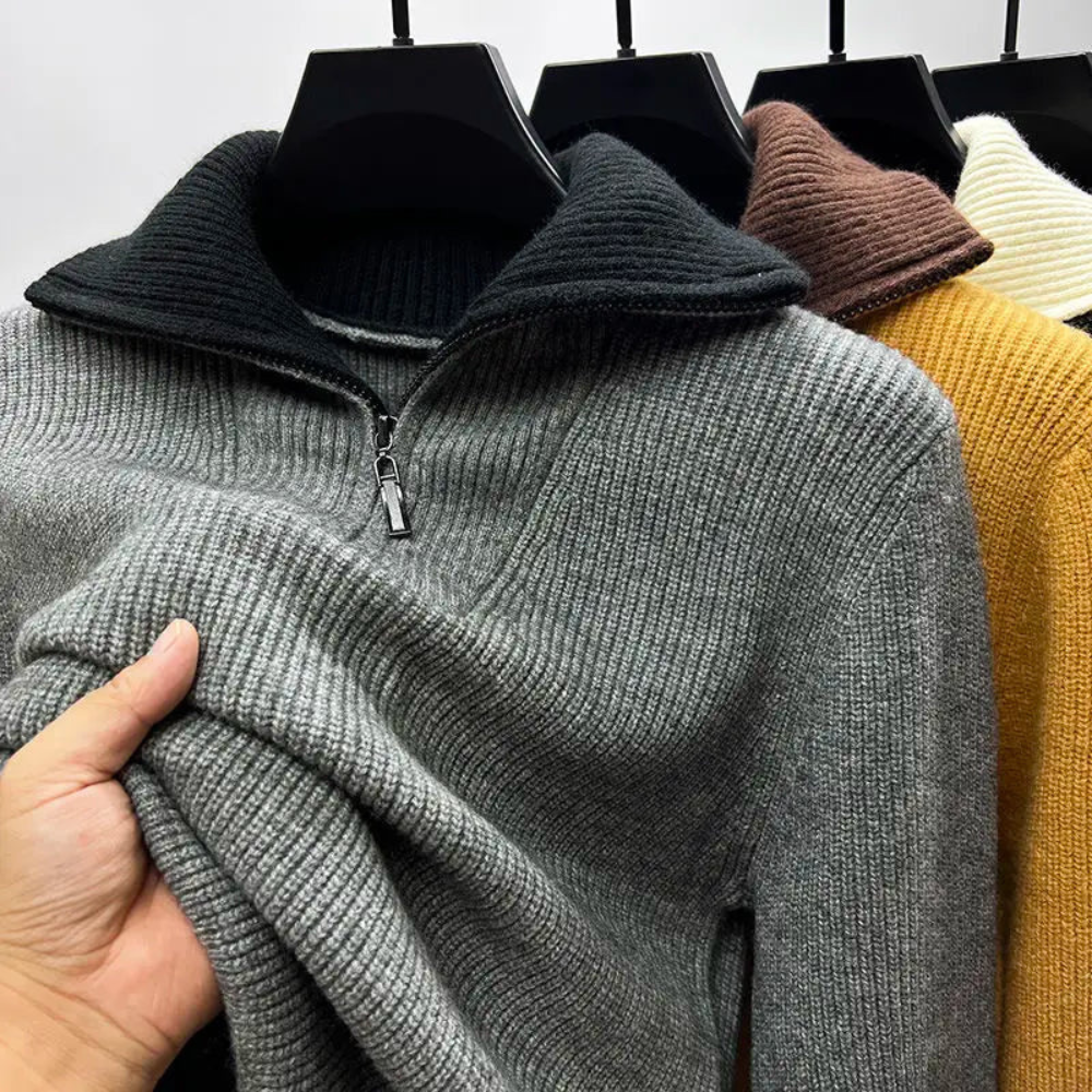 Stylowy damski sweter z stójką i zamkiem błyskawicznym – komfort i elegancja na co dzień
