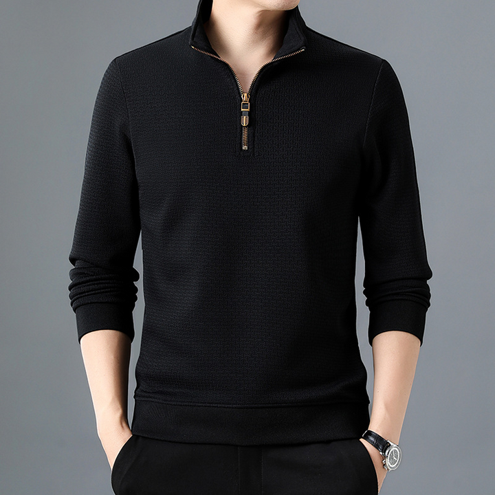 Elegante maglione da uomo in maglia con zip: un'opzione elegante e confortevole per le giornate fredde