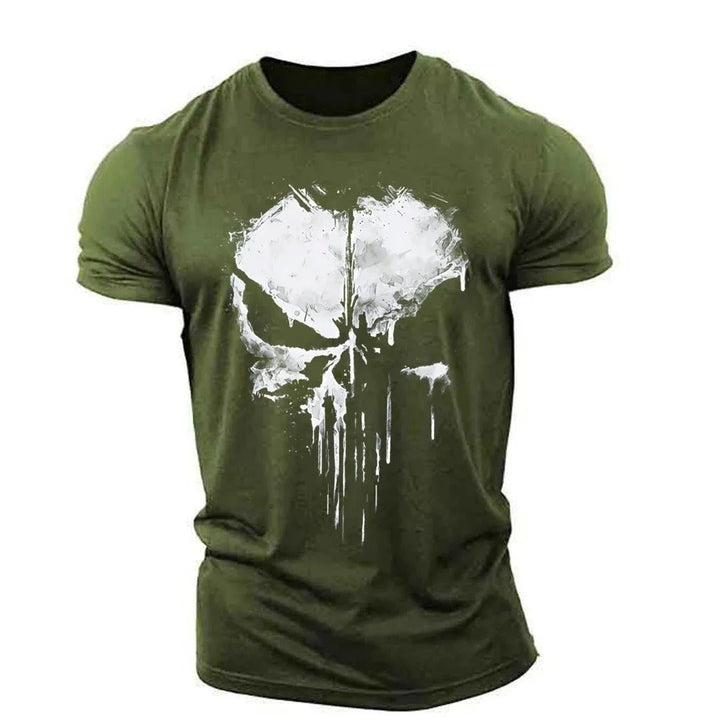 Elegante t-shirt da uomo con teschio - comodo scollo rotondo in un design contemporaneo
