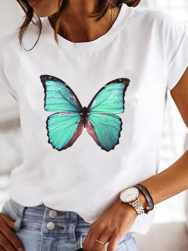 Elegante T-shirt da donna a maniche corte con una stampa moderna per ogni stile
