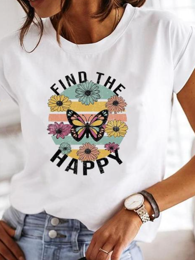 Elegante T-shirt da donna a maniche corte con una stampa moderna per ogni stile