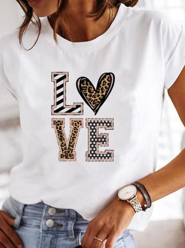 Elegante T-shirt da donna a maniche corte con una stampa moderna per ogni stile