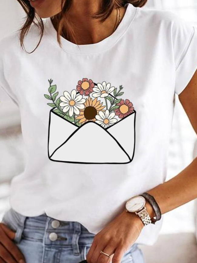Elegante T-shirt bianca a maniche corte da donna, perfetta per l'estate