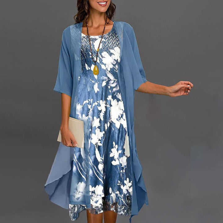 Elenna | Veste Midi Abito con Stampa Floreale Incantevole