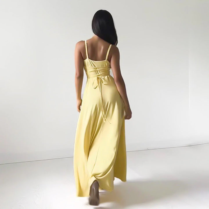 Dione - Elegante Maxi Abito con Sottile Spalline Raffinate