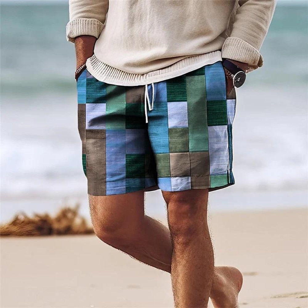 Pantaloncini da uomo alla moda per l'estate con un sorprendente motivo geometrico - perfetti per le giornate calde
