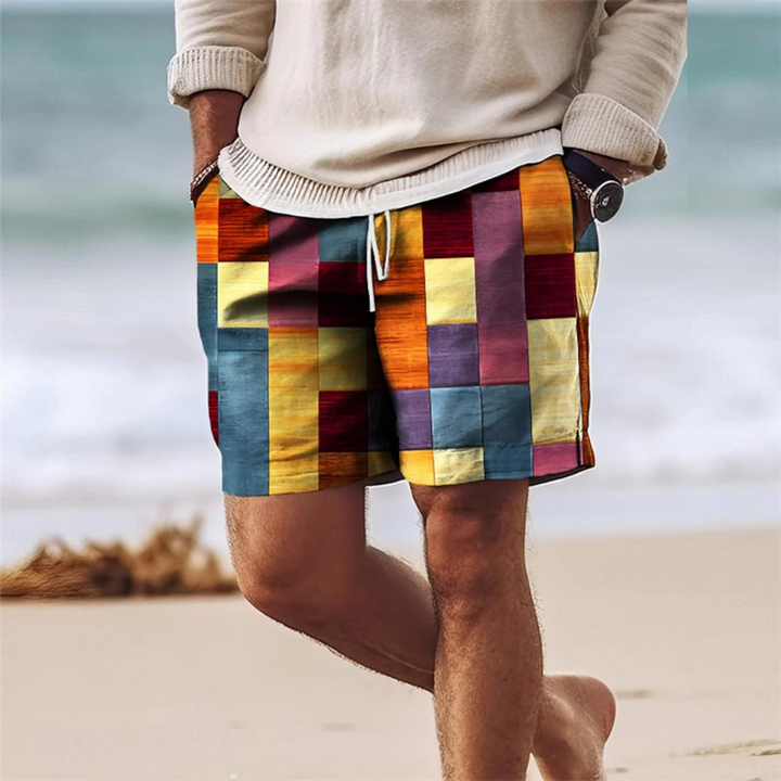 Pantaloncini da uomo alla moda per l'estate con un sorprendente motivo geometrico - perfetti per le giornate calde