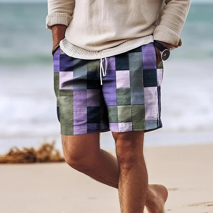 Pantaloncini da uomo alla moda per l'estate con un sorprendente motivo geometrico - perfetti per le giornate calde