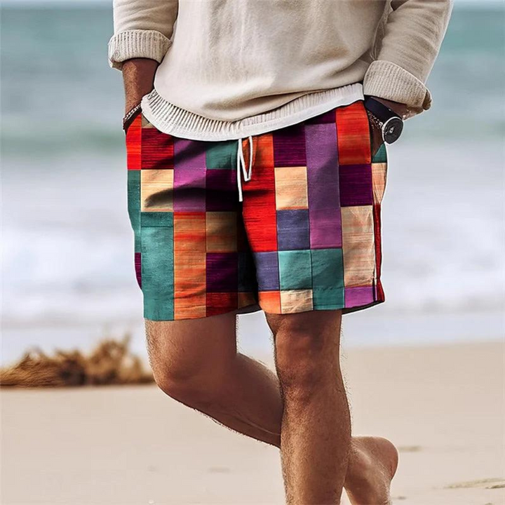 Pantaloncini da uomo alla moda per l'estate con un sorprendente motivo geometrico - perfetti per le giornate calde