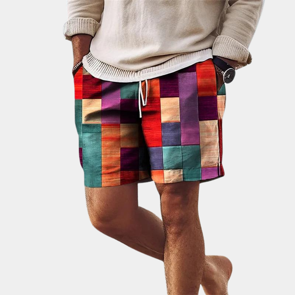 Pantaloncini da uomo alla moda per l'estate con un sorprendente motivo geometrico - perfetti per le giornate calde