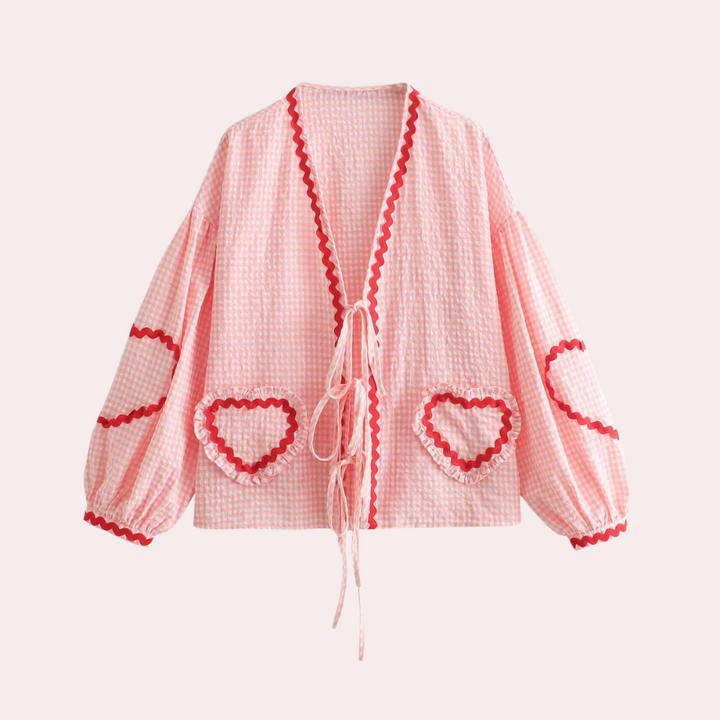 <p>Seraphine - Top alla Moda per Donne con Deliziosa Applicazione a Forma di Cuore</p>