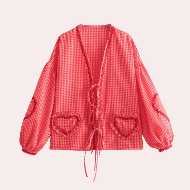 <p>Seraphine - Top alla Moda per Donne con Deliziosa Applicazione a Forma di Cuore</p>