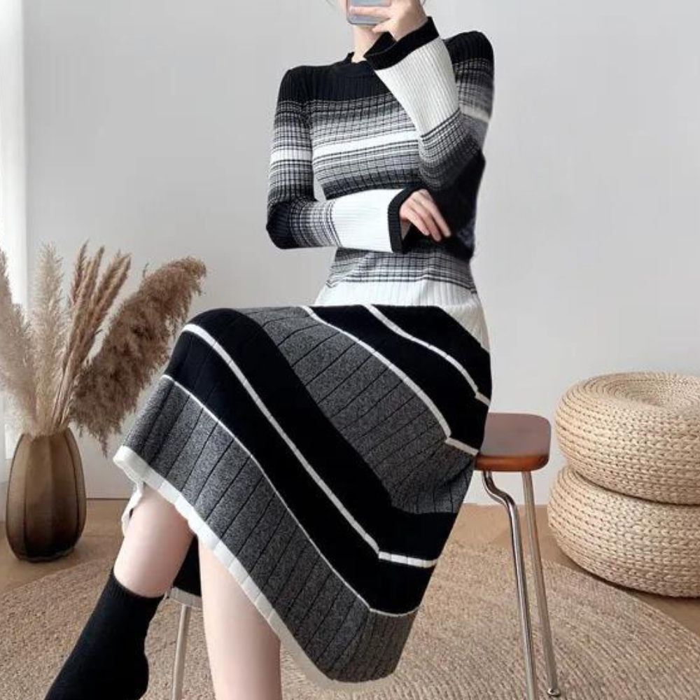 Vianna - Elegante en Comfortabele Gestreepte Midikleed met Stijl