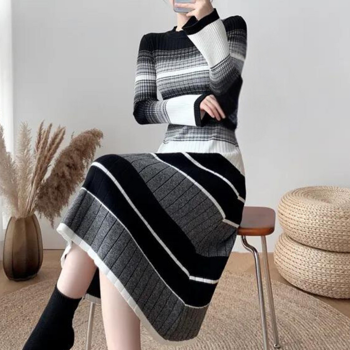 Vianna - Elegante en Comfortabele Gestreepte Midikleed met Stijl