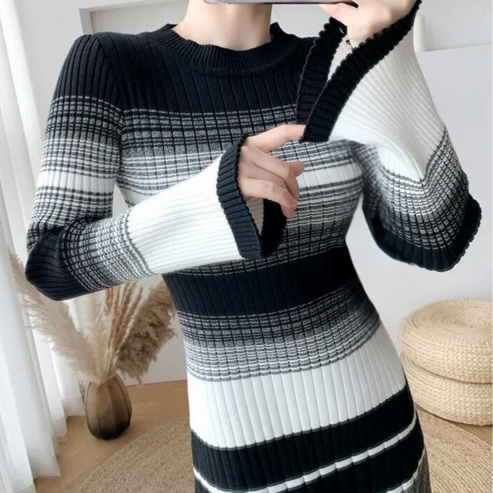 Vianna - Elegante en Comfortabele Gestreepte Midikleed met Stijl