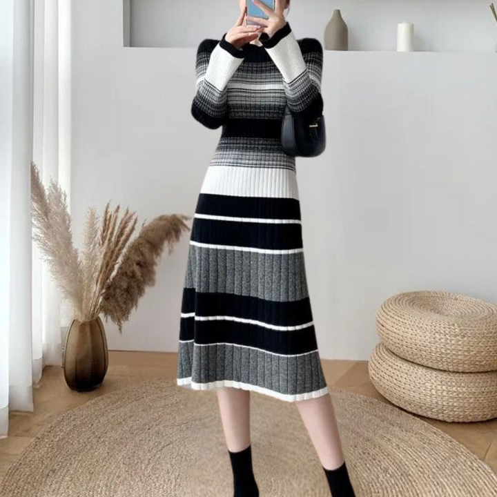 Vianna - Elegante en Comfortabele Gestreepte Midikleed met Stijl