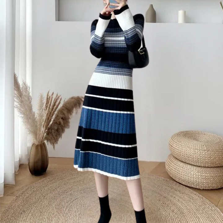 Vianna - Elegante en Comfortabele Gestreepte Midikleed met Stijl