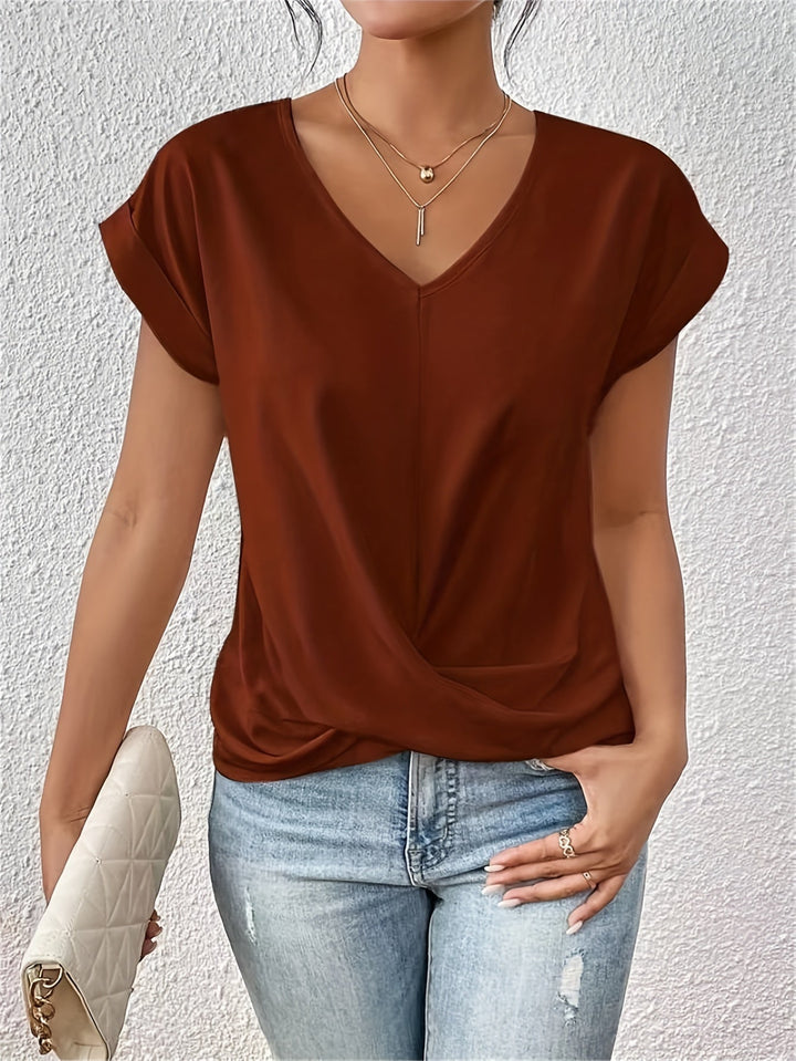 Elegante T-shirt da donna con scollo a V - perfetta per ogni occasione