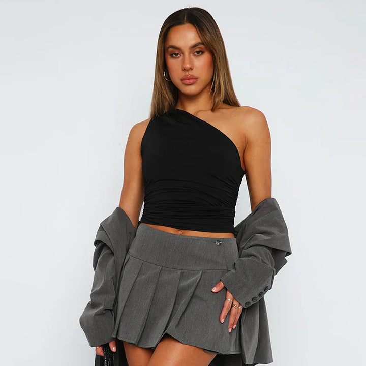 Danique - Top Elegante con Spalla Scoperta e Sfondato Chic sul Retro